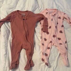 Cozy Kids Pajama Footies Set in Pink and Brown